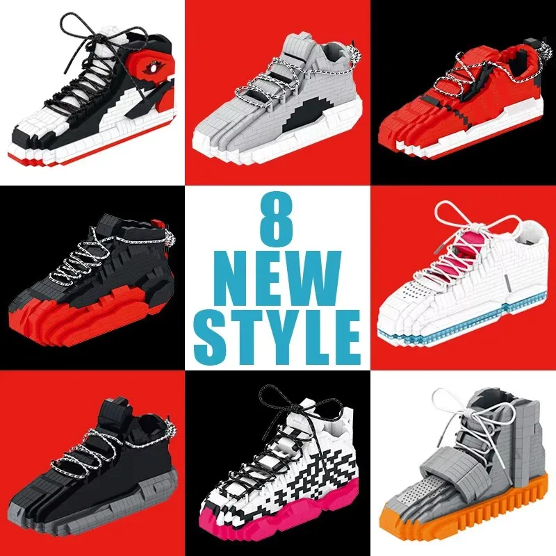 New DIY Sport Basketball Shoes Building Blocks Anime Sneakers Boys Girls Toy Auction Model Assembly Block Bricks Kids Toys Gifts