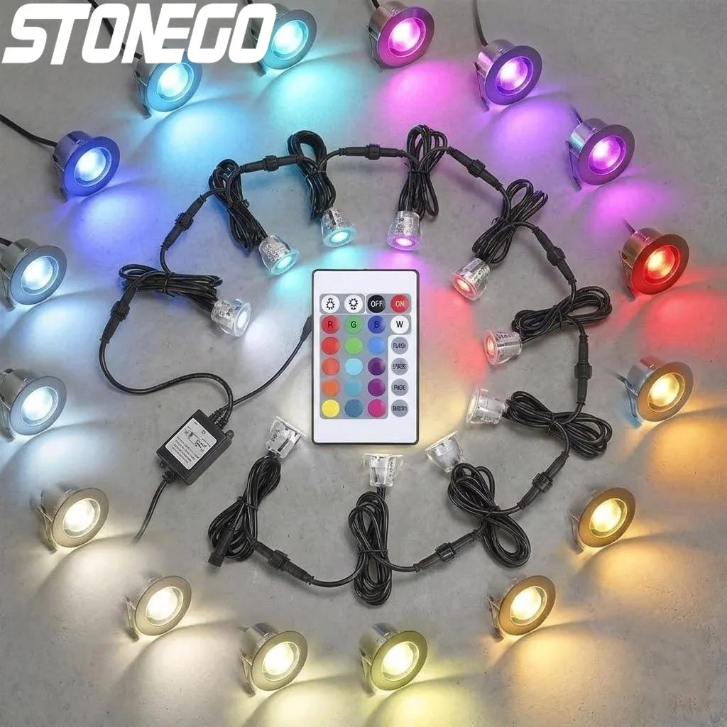 

32mm 06W 500LM SMD2835 LED Recessed Deck Lights RGBW 16 Colors Indoor Wall Light Underground Inground Lighting