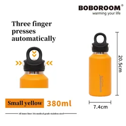 BOBOROOM Stainless Steel Big Belly Cup Thermos Portable Vacuum Flask Insulated Tumbler With No Screw Lid Thermo Bottle 400ml