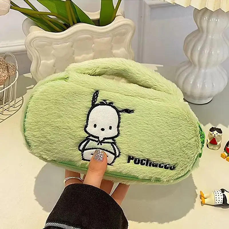 

2026 Новая косметичка Sanrio Hello Kitty, большая вместительная мультяшная милая плюшевая портативная сумка Kuromi для хранения кистей для макияжа, подарок для девочки