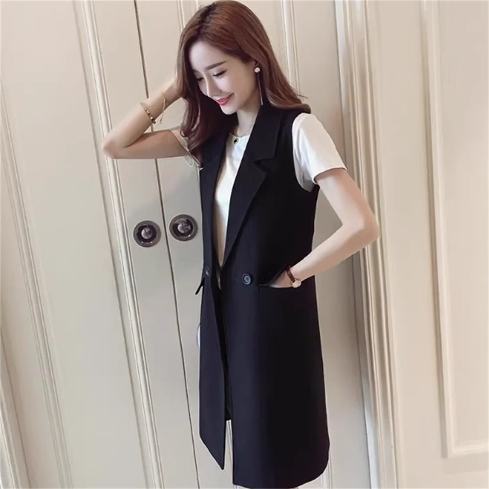 

New Black coat for women spring and autumn vest Sleeveless Ladies Waistcoat Tops