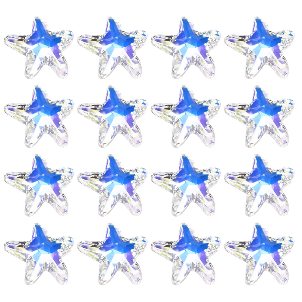 

100pcs Colorful Glass Star Pendants Single Hole Jewelry Making Beads for Necklace Bracelet DIY Accessories Charm Craft Supplies