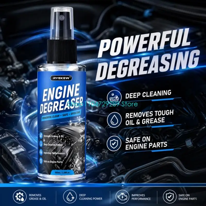 D8KE Car Engine Cleaner 100 Pump Bottle for Under Hood Upkeep, Engine Degreasing, Dust Removal, and Visual Cleanup Before