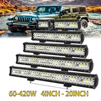 차량용 LED 서치라이트, 매우 강력한 4x4 LED 바, 운전 트럭 ATV SUV 장거리 등대, 12V, 4 인치, 7 인치, 9 인치, 12 인치, 17/20 인치