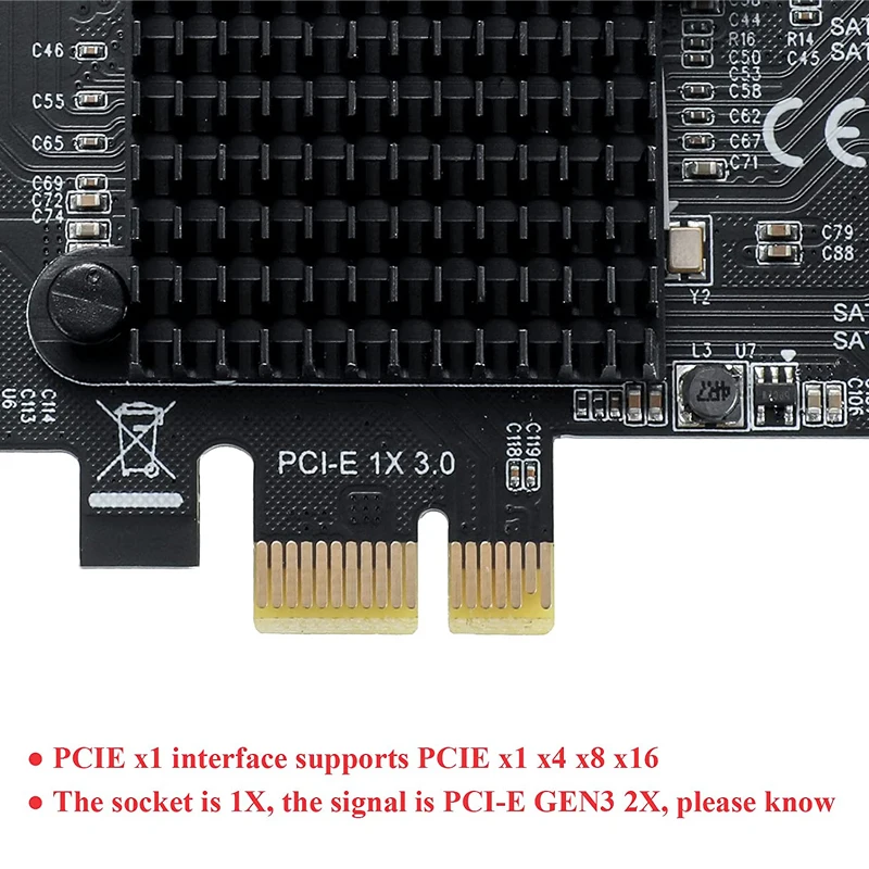 Sata Pci Express Pci E Sata ASM1166+JMB5xx Chip PCI-E X1 SATA3.0 Low Profile Bracket Sata Expansion Server for Desktop Computer