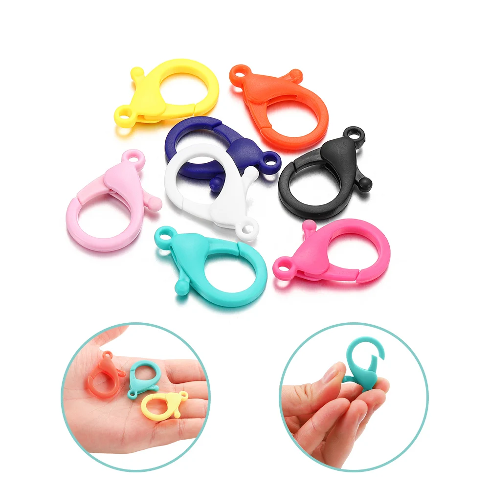 10-50Pcs 35mm Colorful Plastic Lobster Clasps Key Chain Key Ring  Buckle Snap Hook For DIY Jewelry Making Findings Accessories