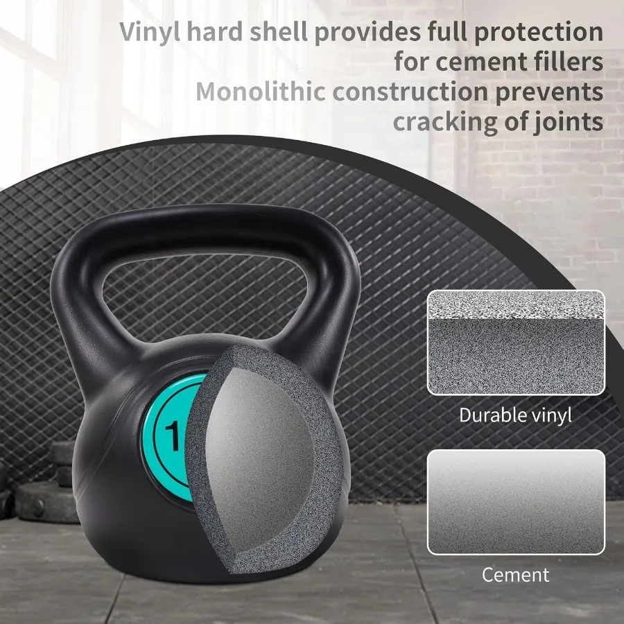 مجموعة كيتل بيل من الفينيل مع خيار 30 45 50 75 رطلًا، أوزان تدريب القوة المملوءة بالأسمنت تتميز بقبضة مريحة ولون C #2