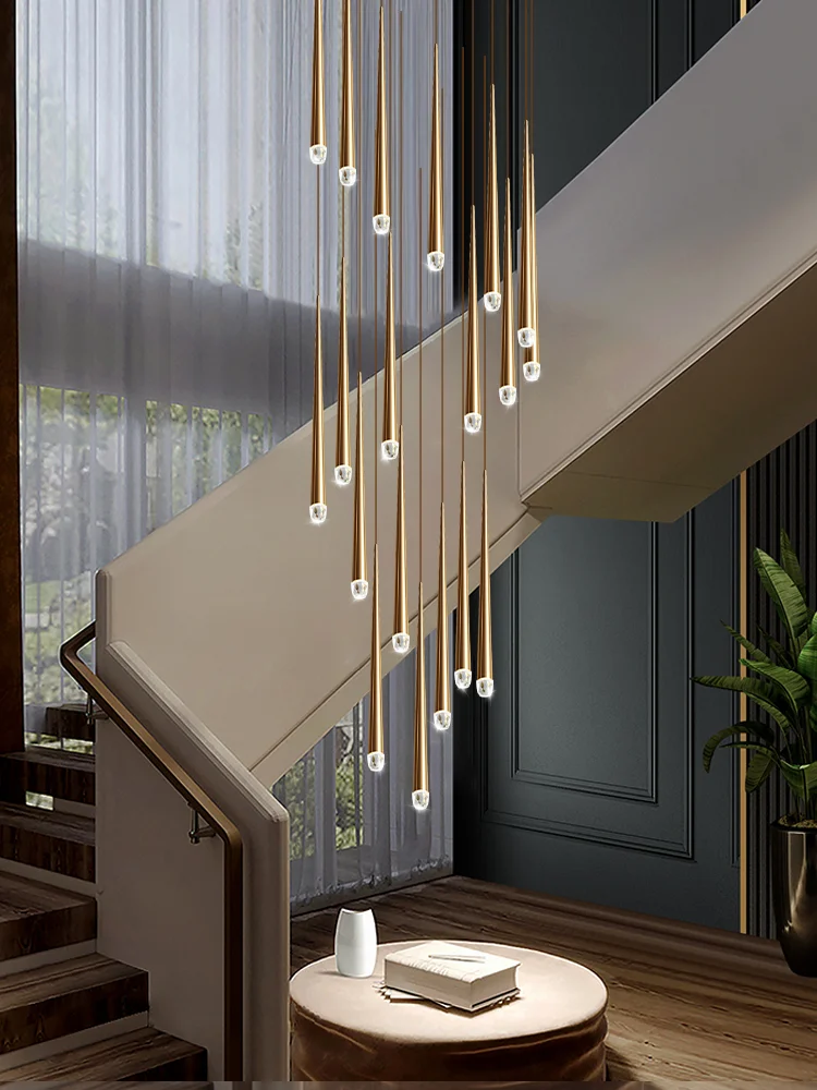 Light Sitting Room Villa Staircase Chandelier Chandelier Luxury Crystal High Ceiling Chandelier Pendants For Stair Case.