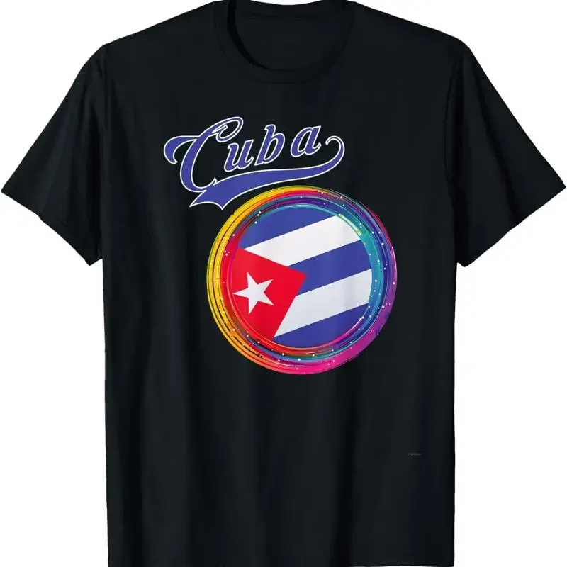 Cuba Sports Holi Color Framed Flag T Shirt