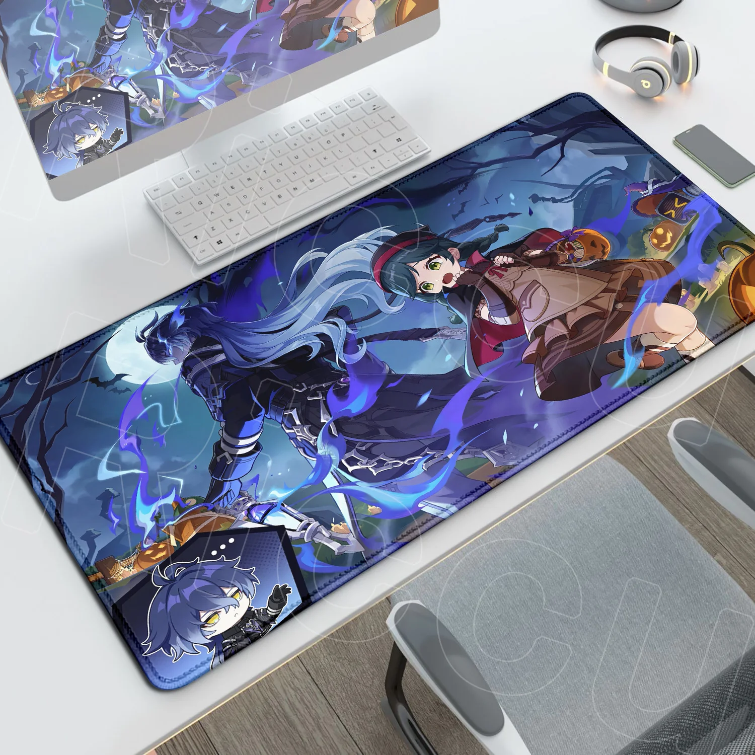 

HD Printing Genshin Impact Flins Laptop Office Long Desk Mat PC Gaming Non-slip Accessories Anime Rubber Base Mouse Pad Washable