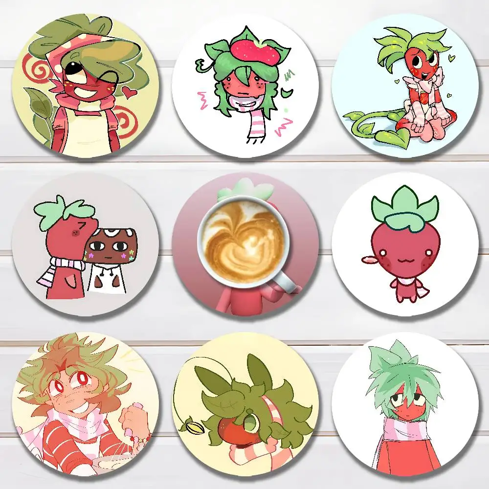 

D-Dandys W-Worlds Sprout Heat Resistant Round Wooden Coasters Non-slip Drink Cafe Decoration 2D Flat Color Print Coasters