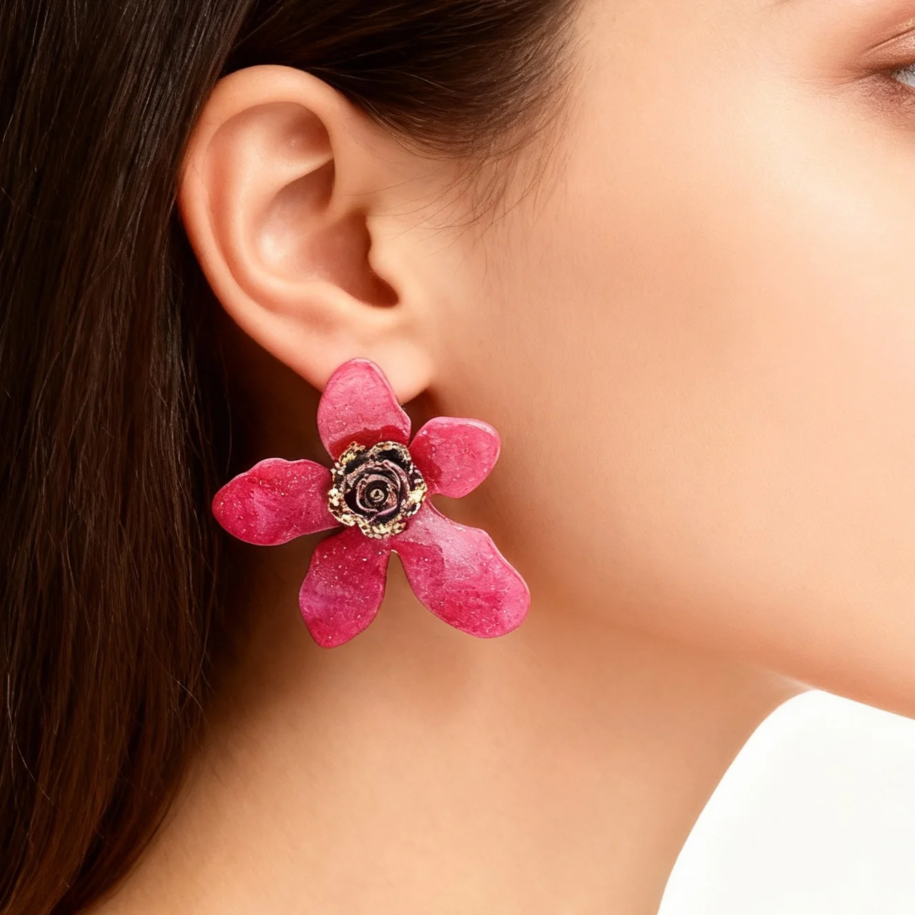 

Trendy Colorful Resin Large Flower Earrings for Women Statement Camellia Flowers Earrings Elegant Jewelry Accessories Gifts