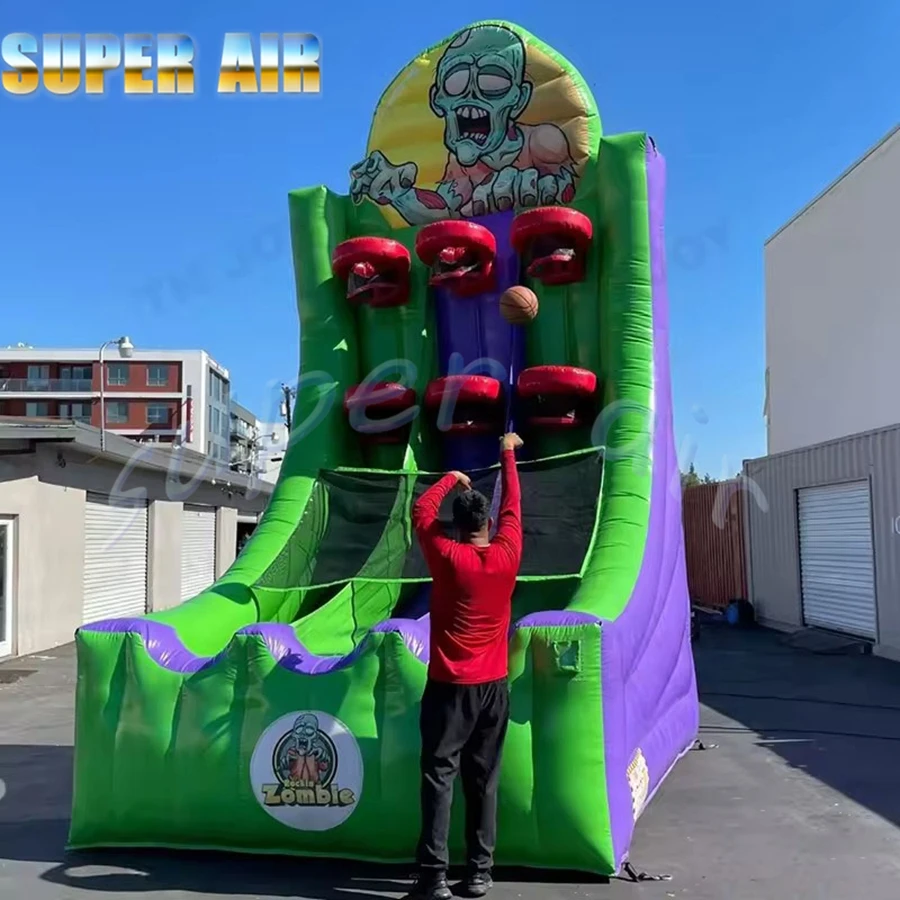 Kommerzielles aufblasbares Basketballkorbspiel mit großer Zombie-Basketball-Herausforderung für das Kinderspiel
