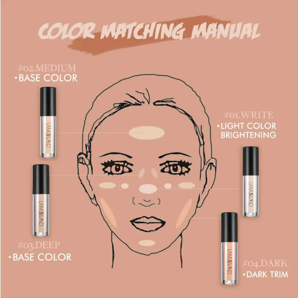 Liquid Concealer Brighten Skin Tone Facial Contour 4 Colors Face Makeup Foundation Concealer Cream Cover Acne Spots Dark Circles