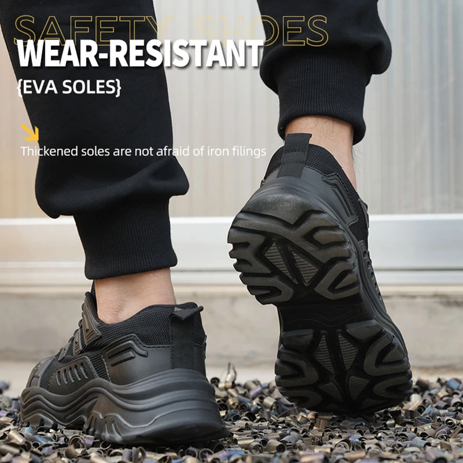 New lightweight and breathable protective shoes with anti smashing and anti piercing features, EVA soft soled work safety shoes