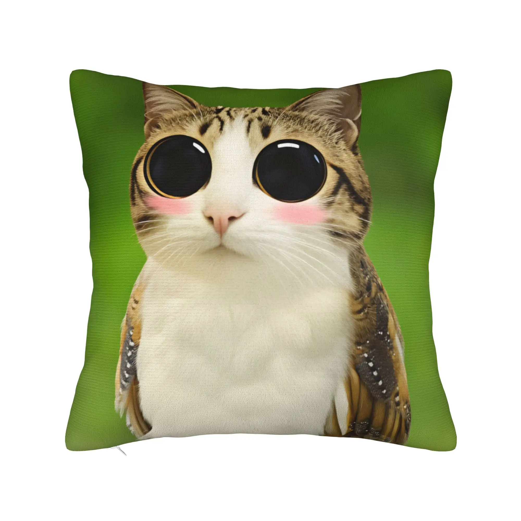 Pillow Case Funny Blushing Meowl Cat Print  Pillow Cover For Sofa Home Decoration Funny Pillowcases