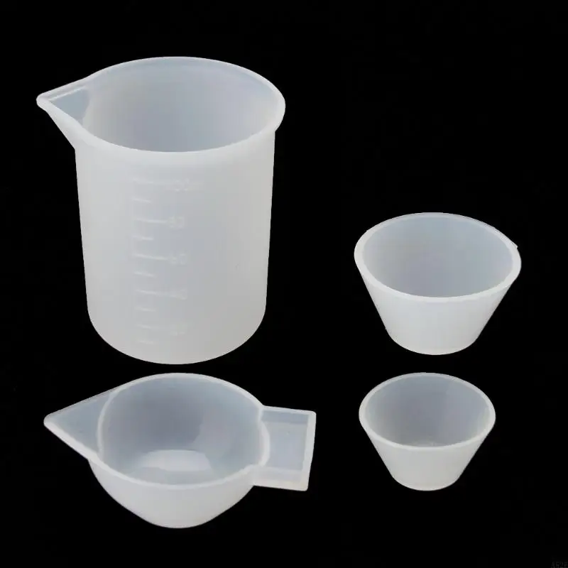 

A52E 4 Pcs/Set Silicone Epoxy Resin Cups Nonstick Mixing Cups & Measuring Cups Useful Reusable Resin Tools for Kid DIY Lover