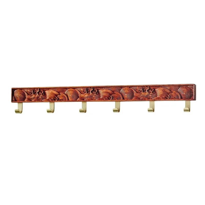 

Brass mahogany new Chinese-style non-punching solid wood hook into the door Hanging hook Clothes and hats behind the door Xuan