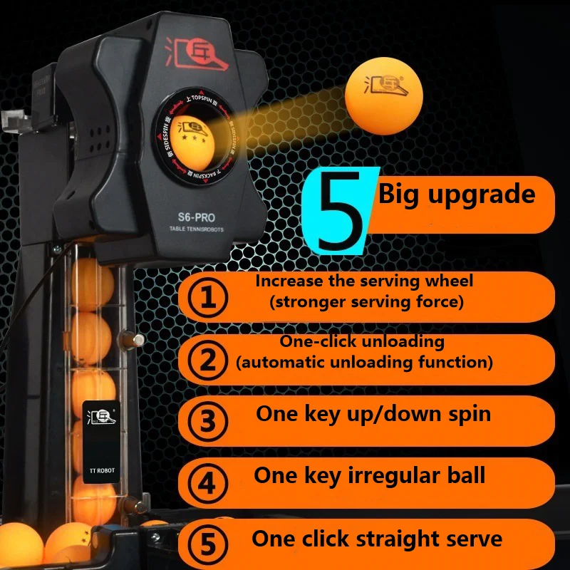 Robot Huipang S6 para máquina de servicio de tenis de mesa, entrenador de tenis de mesa programable completamente automático