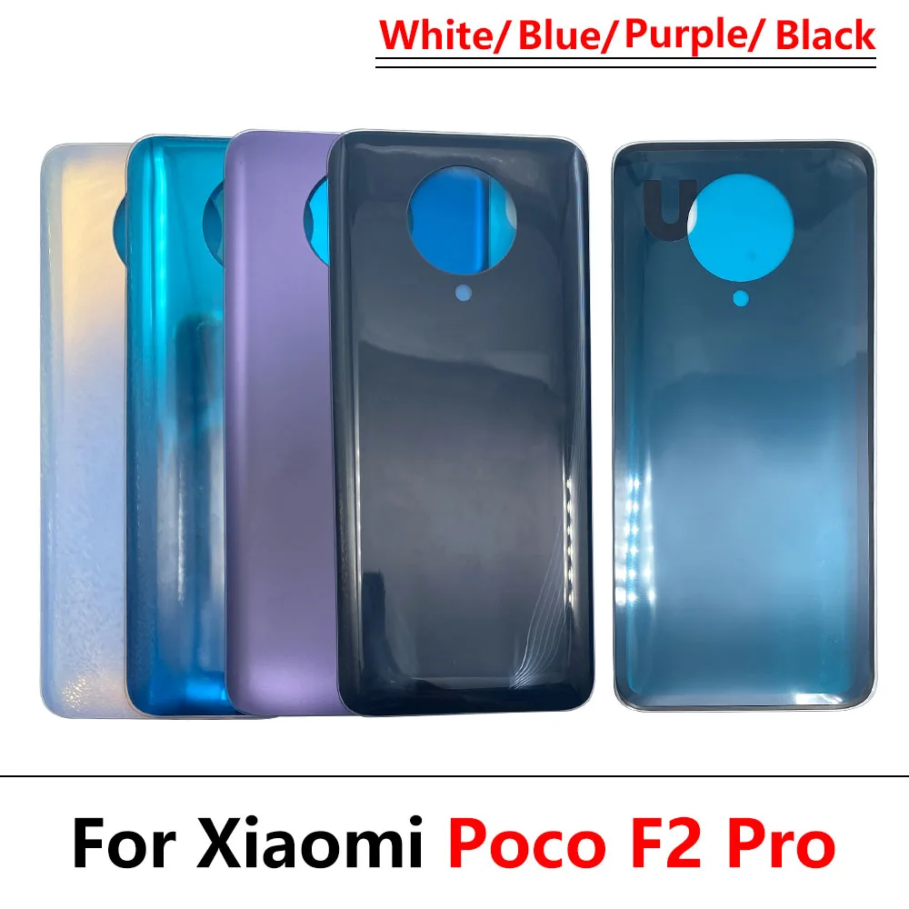 5Pcs，NEW Poco F3 Battery Back Cover Glass Rear Door Replacement Housing Case With Adhesive For Xiaomi Mi Poco F2 Pro With Logo