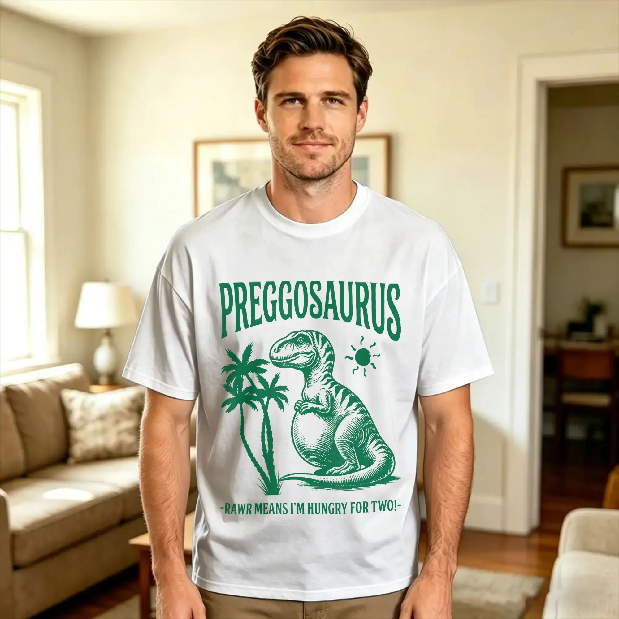 preggosaurus rawr Means I'm Hungry for Two T-Shirt  Harajuku T Shirts Short Sleeves Y2K Funny Tops Summer Pure Cotton Top Tees