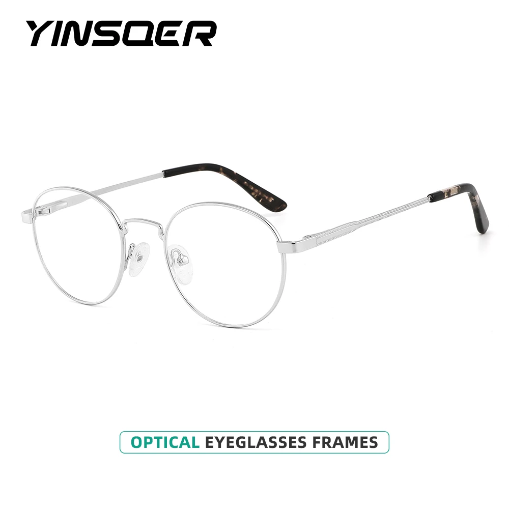 

YINSQER Men Glasses in Trend Vintage Eyeglasses Frames Luxury Prescription Optical Glasses Round Lenses for Women Retro Eyewear