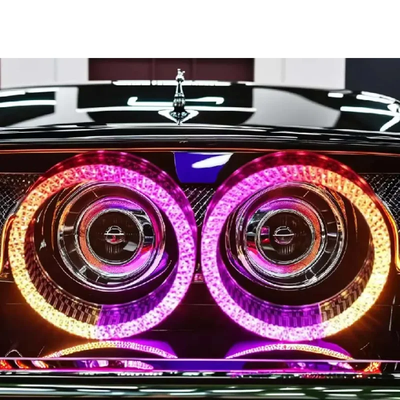 VAHID 1.5/2.5/3.0Inch WRGB LED Angel Eyes Shrouds For Xenon LED Projector Lens Revolving Dynamic Turn Signal Flowing Halo Bezels