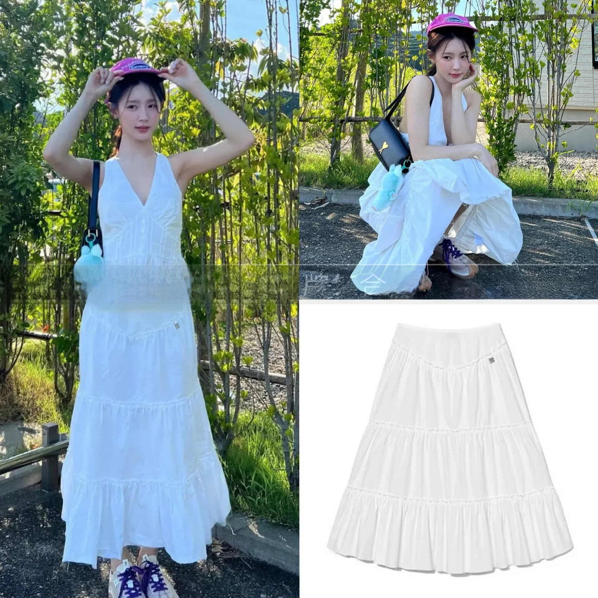 Blusa de chiffon de seda brilhante renda guarnição plissada f saia longa dring vestido feminino coreano sle casual solto ajuste saia linha a