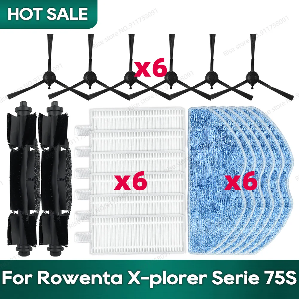 Compatible For Rowenta X-plorer Serie 75S RR8577WH, 75 S+ RR8587WH Accessories Brush Hepa Filter Wipe Cloth Parts