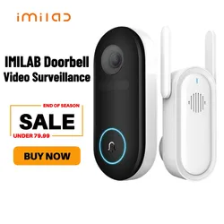 IMILAB Smart Video Doorbell Kit Cat's Eye 2.5K HD 5200mAh Security Camera Human Detection Instant Alert Burglar Alarm Device Set