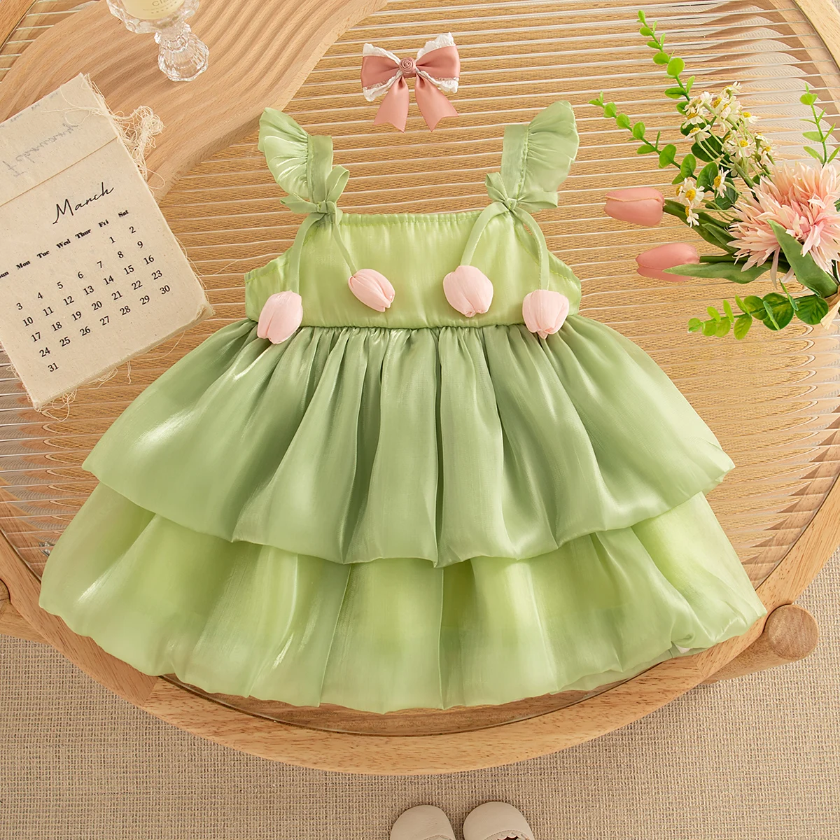 newborn green dress Baby Girls Mint Green Smocked Day Dress & Bonnet main image 1