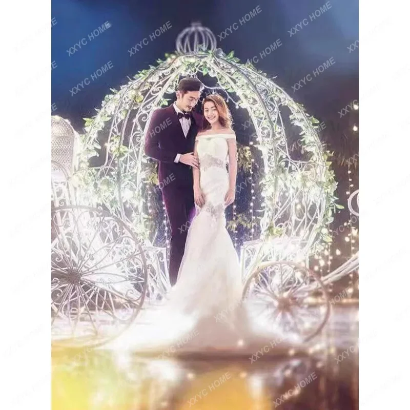 

HHWrought Iron, Pumpkin Car, Park, Forest Landscape, Treasure Chest, Carriage, Wedding Decoration, Props, Flowers, Arches