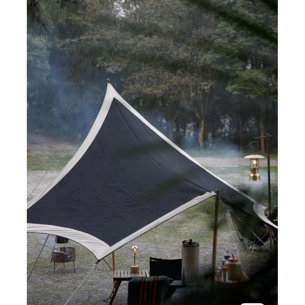 Teli impermeabili resistenti Capelli di yak Alta resistenza al sole con bordi rinforzati con palo in legno Protezione dell'acqua a doppio strato