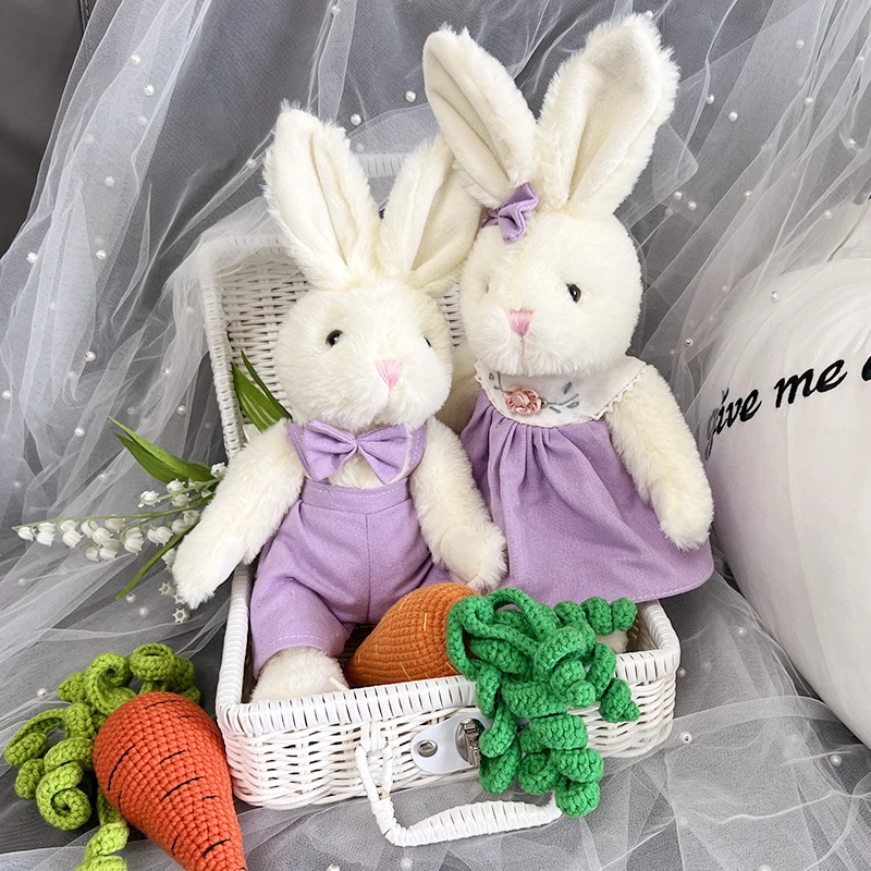 Cute Stuffed Rabbit Plush Toy Bunny with Pastoral dress Kid Doll Birthday Gifts Children Baby Accompany Sleep Toys birthday gift