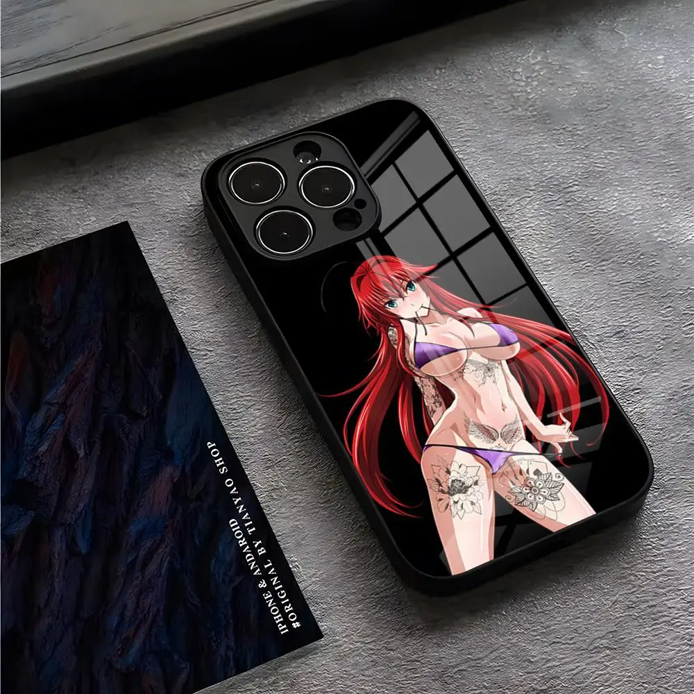 Rias Gremory High School DxD Phone Case for iPhone 15 Pro Max 14 Pro 12 11 13 Mini X XR XS 8 7 Plus SE Tempered Glass Back Cover