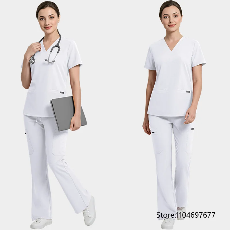 New Hospital Doctor Workwear Unisex Surgery Top+Pants Women Medical Nurse Uniforms Dental Nurse Scrub Set Lab Work Clothes Suits