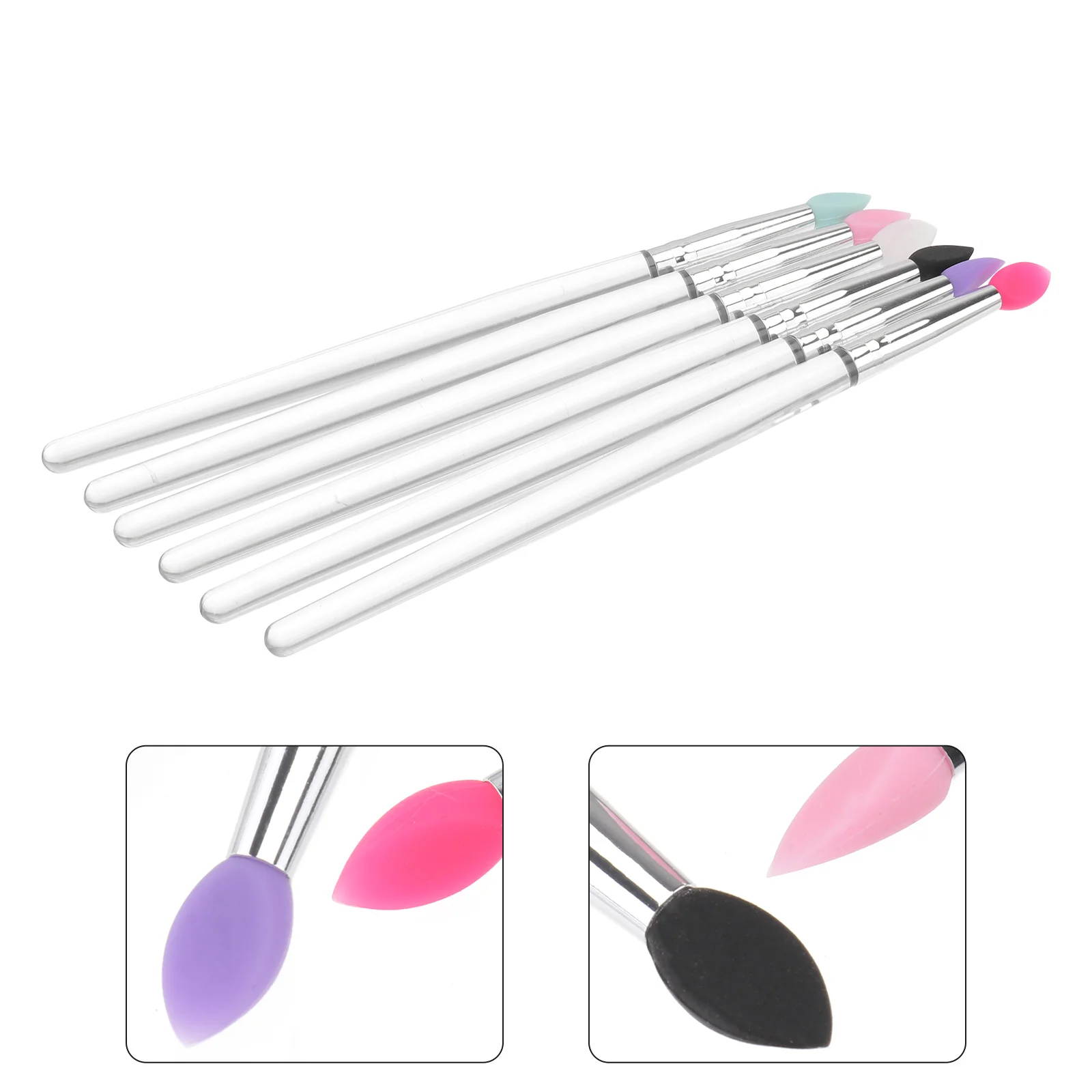 6PCS Eye Shadow Brush Makeup Applicator Silica Gel Dual Sided Travel Size Professional Home Use Precise Application Save Effort