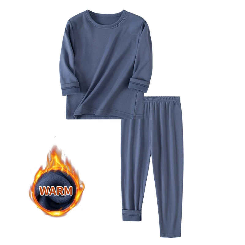 2 قطعة الخريف والشتاء الأطفال بلون بسيط متعدد الألوان الملابس الداخلية الدافئة مجموعة للبنين والبنات قميص قاعدة المنزل الموضة #4