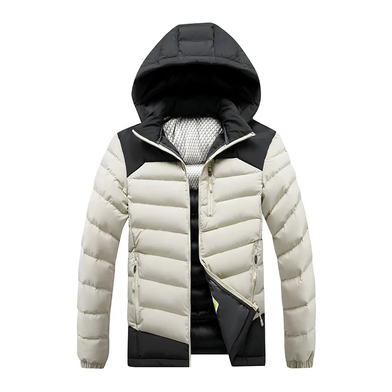 Man Winter Down Coat Thicken Patchwork Stand Collar Male Outerwear Windproof Long Sleeve Zipper Warm Comfortable Men Jacket