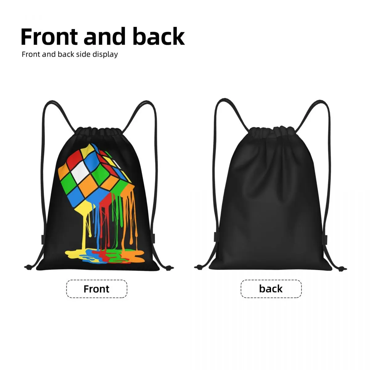 Melted Cube Rubiks Drawstring Backpack Women Men Sport Gym Sackpack Foldable Geometric Math Magic Training Bag Sack