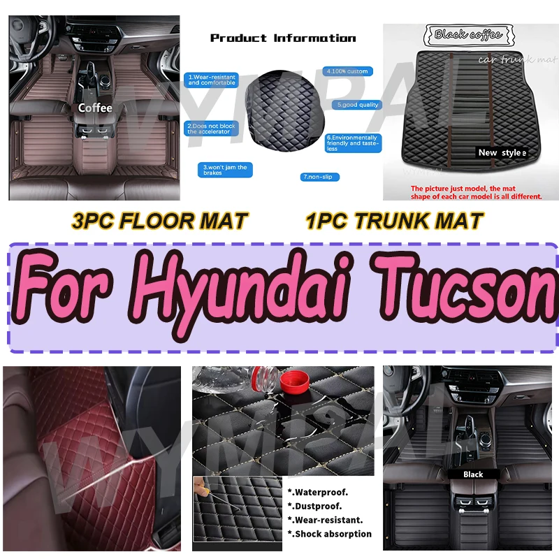 

LUXURY Car Floor Mats For Hyundai Tucson 2015 2016 2017 2018 Auto Luxury Leather Car Floor Mats