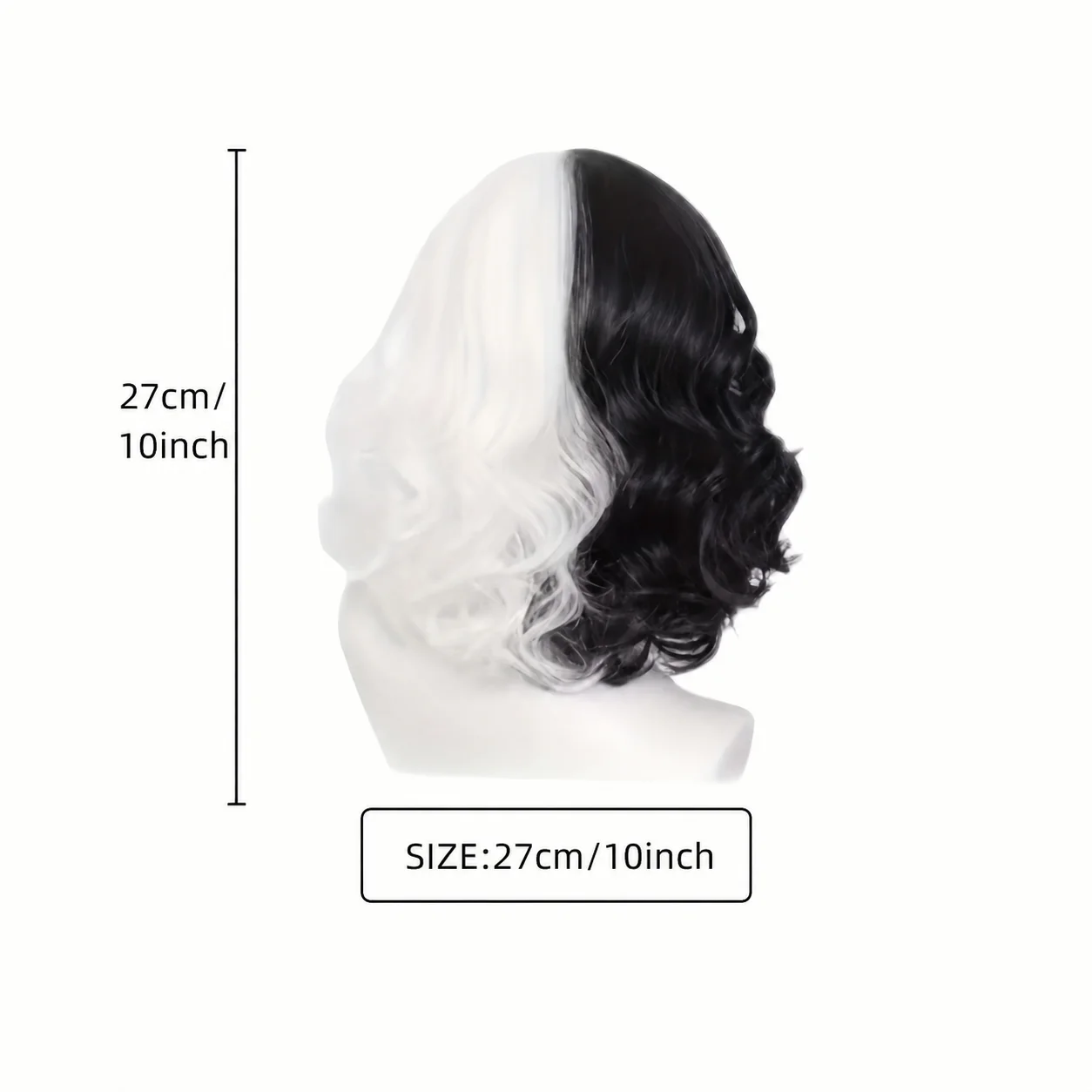 Anxin Brand Synthetic Fiber Wig: Black and White Contrasting Short Curly Hair, High-Temperature Fiber Retro European and American Style Bob, Wig for Party, Dance, Cosplay, and Photography Styling