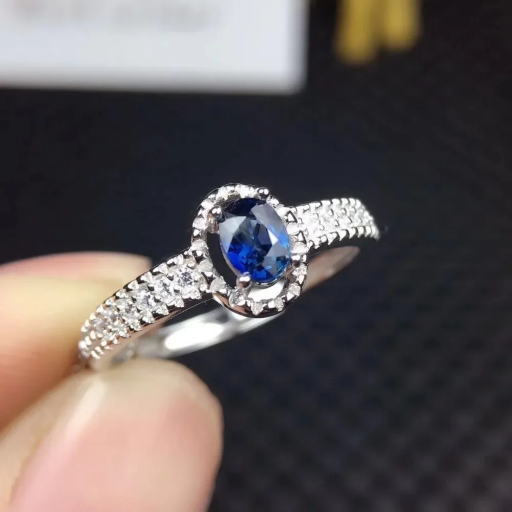 

Sapphire Ring 3*5mm Natural Dark Blue Sapphire From Chinese Solid 925 Silvr Sapphire Woman Wedding Ring