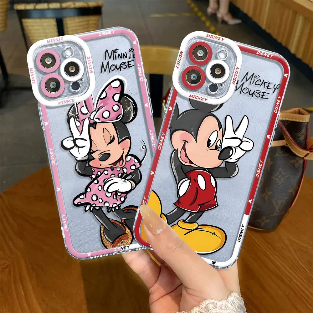 

Disney Mickey Minnie Mouse Case for Motolora Moto G73 G72 G32 G22 G71 G52 Edge 40 5G Cover Clear Silicone Luxury Cases