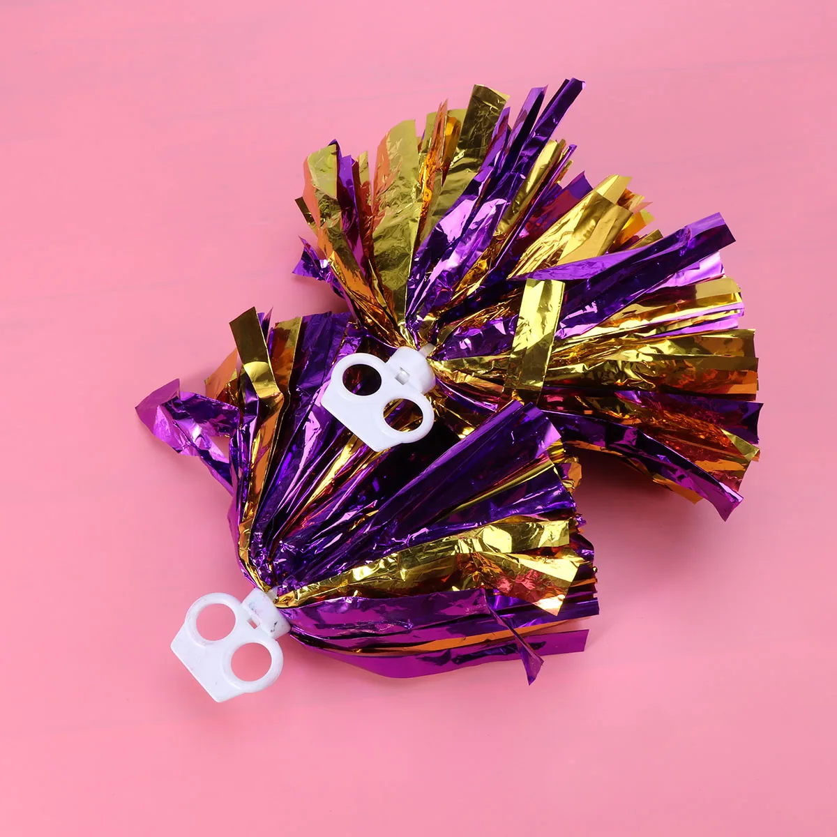 

2 Pcs Cheerleading Pom Poms Gold Plastic Glossy Lightweight for Sports Events Football Basketball Baseball
