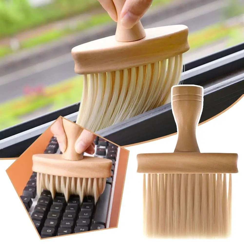 Wooden Soft Brush Keyboard Cleaning Kit Car Interior Tools Neck Cleaning Brush Multifunctional Duster Barber Brushes Cleani J2q0