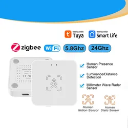 Tuya WiFi / Zigbee Human Presence Detector,Luminance/Distance Detection,  Smart Human Body PIR Sensor Support Home Assistant
