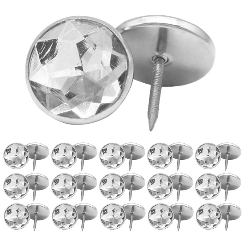 

50 Pcs Sofa Buttons Acrylic Decorative Tack Furniture Pin Nails for Couches Chairs Living Room Crystal Sofa Nails