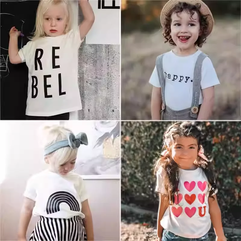 

Детская одежда INS, черно-белая футболка из чистого хлопка для мальчиков и девочек от 1 до 8 лет, летняя