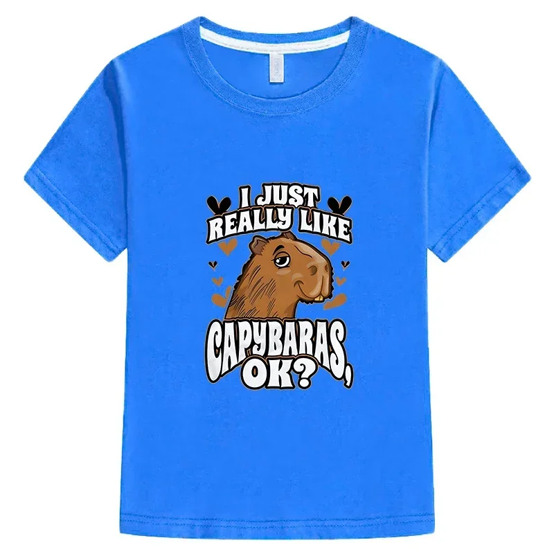 

Capybara Print Cute T-shirt Cotton Short Tops Anime Tees boys girl clothes y2k one piece kids clothes Summer Children clothing